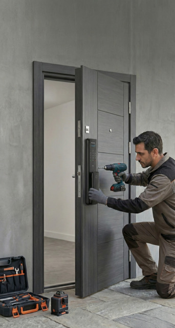 تركيب  و برمجة قفل ذكي او مسكة ذكية لابواب الحديد الخارجية بضمان أقل سعر