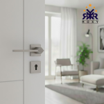 مقبض باب ROXY – تصميم أنيق باللون الفضي