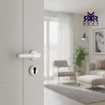 مقبض باب معدني بتصميم مزدوج لامع