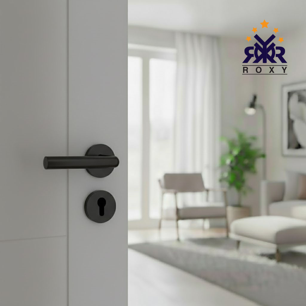 مقبض باب بلون الأسود مطفي بتصميم دائري عصري وسعر منافس