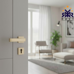 مسكة باب بلون الذهبي فاتح بتصميم مربع عصري وجودة عالية