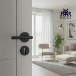 مقبض باب أسود مطفي بتصميم دائري بسيط بسعر منافس