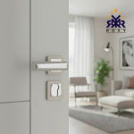 مقبض باب سيلفر كروم بتصميم مستطيل مزدوج اللمعة