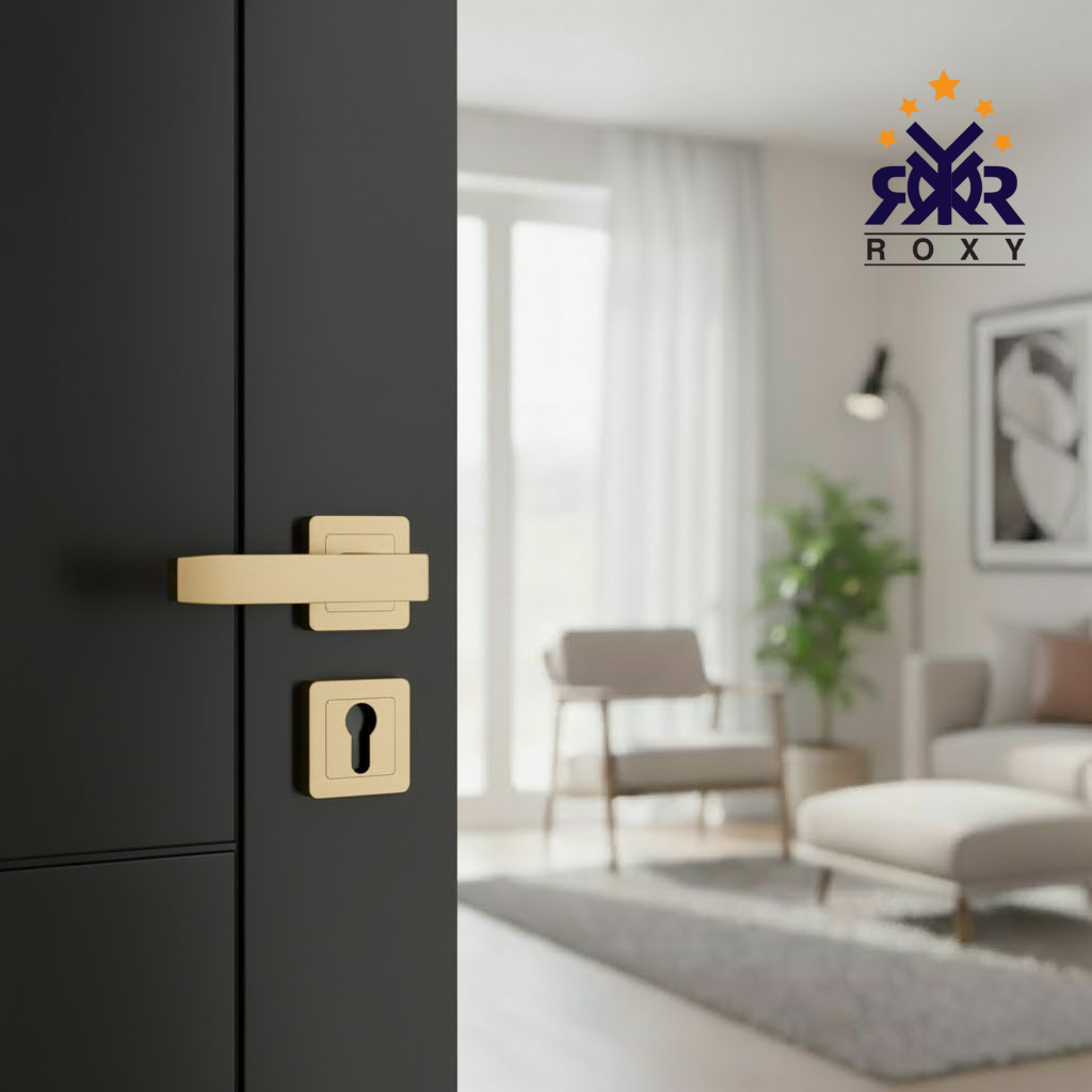 مقبض باب ذهبي بتصميم مستطيل فاخر