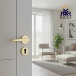 مقبض باب ذهبي بتصميم عصري مطفأ