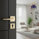 مقبض باب بلون ذهبي بتصميم مستقيم وجودة عالية