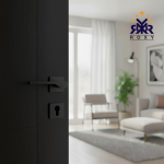 مقبض باب بلون أسود مطفي بتصميم منحني أنيق وجودة عالية