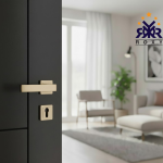 مسكة باب بلون الذهبي فاتح بتصميم مربع عصري وجودة عالية