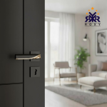 مقبض باب بلون الأسود وذهبي بتصميم فاخر منحني وجودة عالية