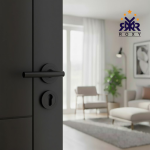 مقبض باب أسود مطفي بتصميم دائري بسيط بسعر منافس