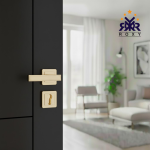 مقبض باب ذهبي مطفي بتصميم مستطيل عصري وجودة عالية