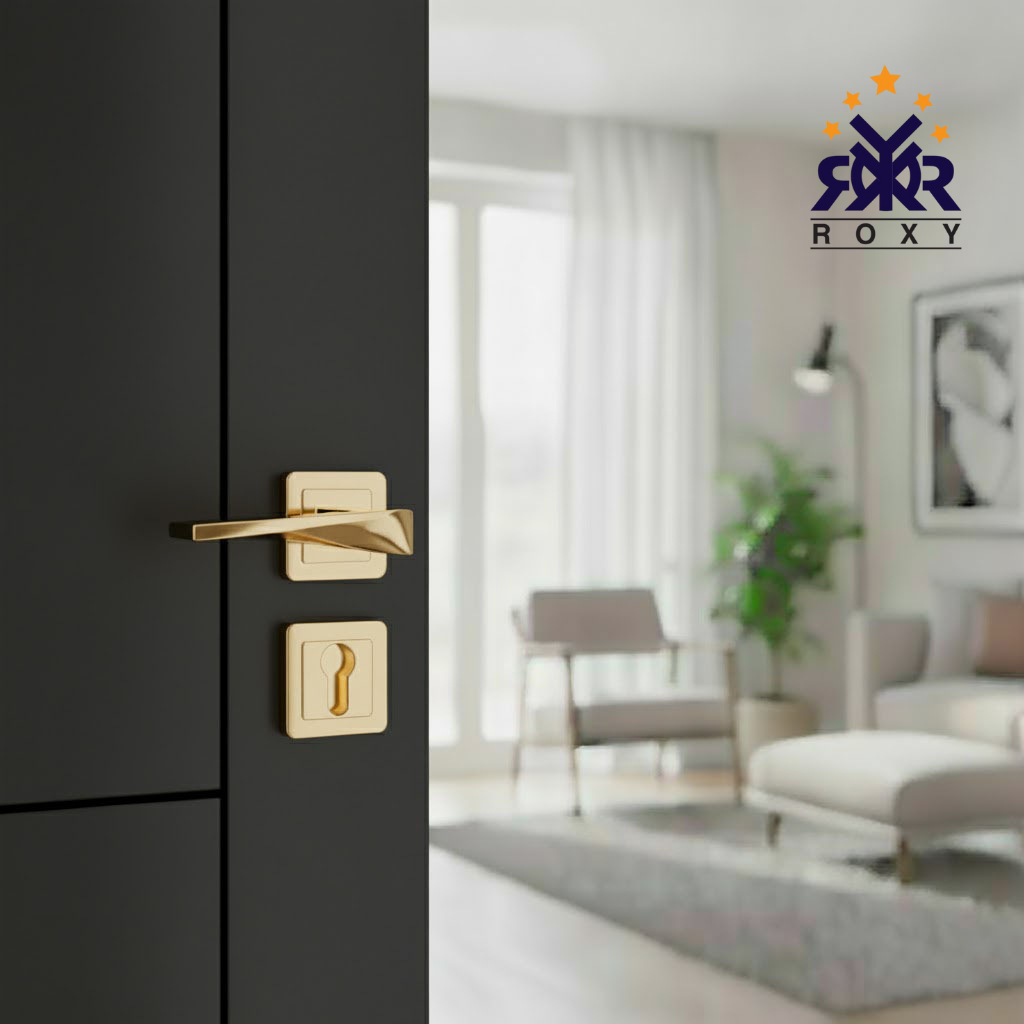 مقبض باب ذهبي فاخر بتصميم منحني أنيق