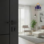 مقبض باب أسود مطفي بتصميم عصري مستطيل