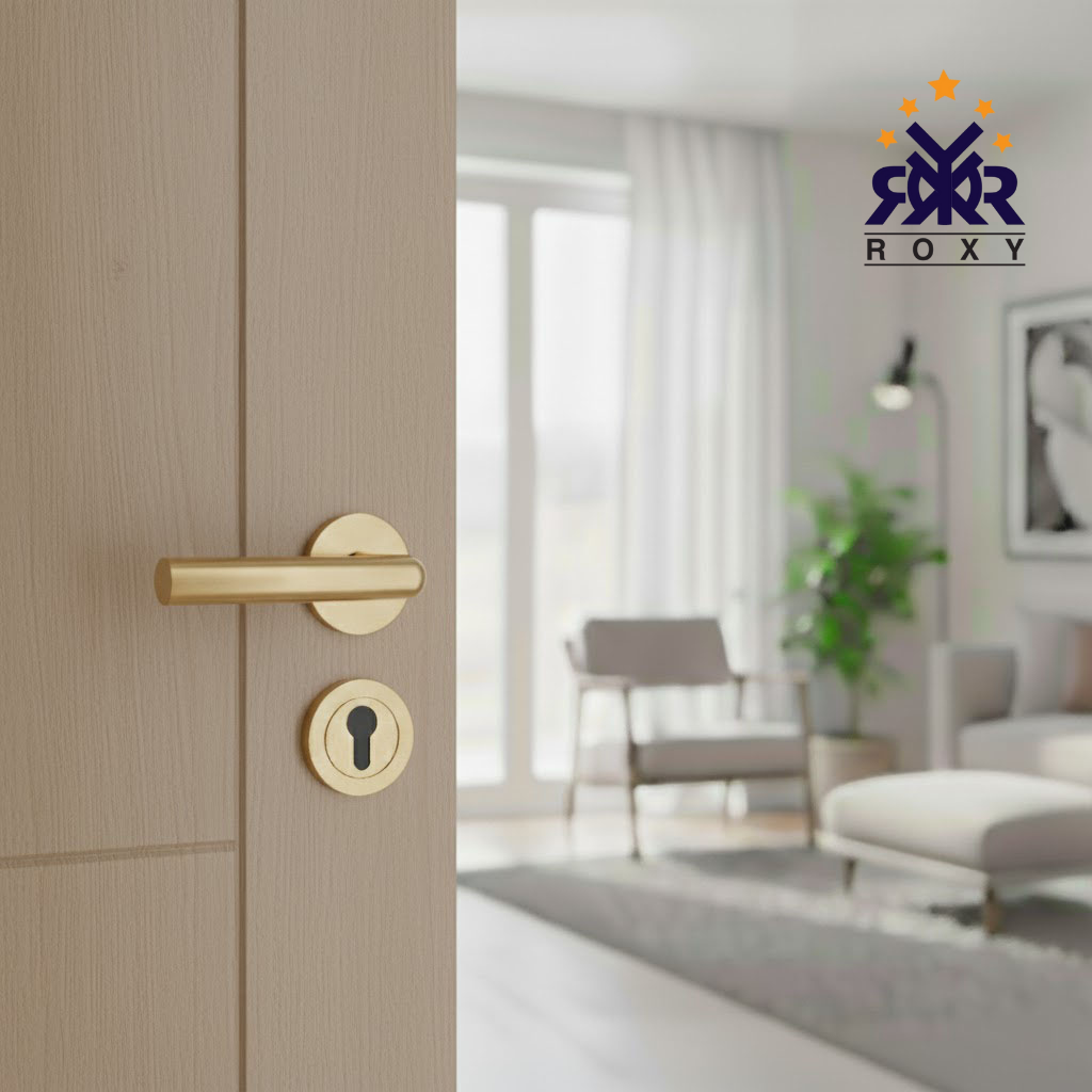 مقبض باب ذهبي اسطواني فاخر