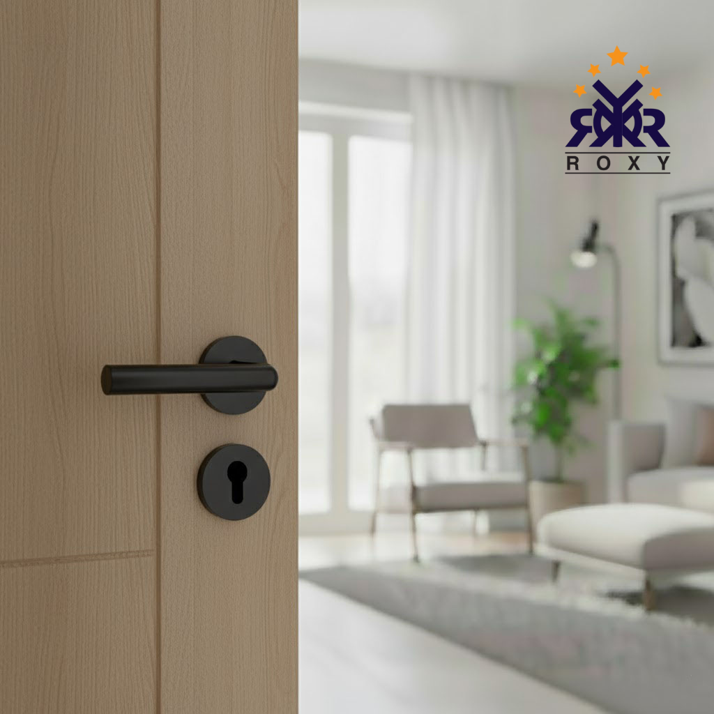 مقبض باب بلون الأسود مطفي بتصميم دائري عصري وسعر منافس