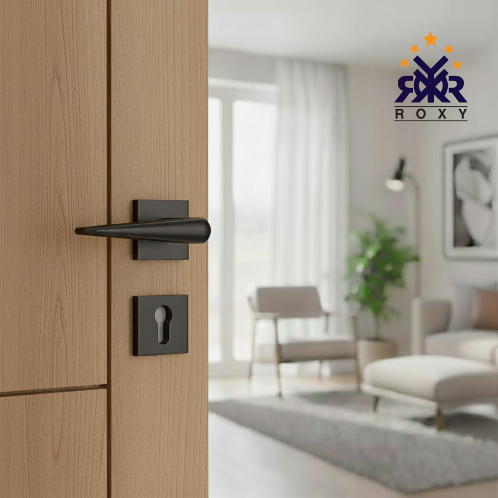 مقبض باب أسود مطفي بانحناءة جذابة وجودة عالية