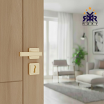 مقبض باب ذهبي مطفي بتصميم مستطيل عصري وجودة عالية