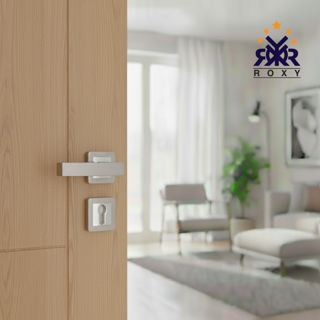 مقبض باب نيكل فاتح بتصميم مستطيل أنيق