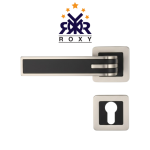 مقبض باب ROXY الفاخرة – تصميم عصري باللون الأسود والإطار المعدني الفضي اللامع