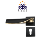 مقبض باب بلون الأسود وذهبي بتصميم فاخر منحني وجودة عالية