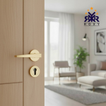 مقبض باب ذهبي بتصميم عصري مطفأ