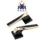 مقبض باب بلون الأسود وذهبي بتصميم فاخر منحني وجودة عالية