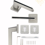 مقبض باب فضي مطفي مع خط اسود  – تصميم عصري