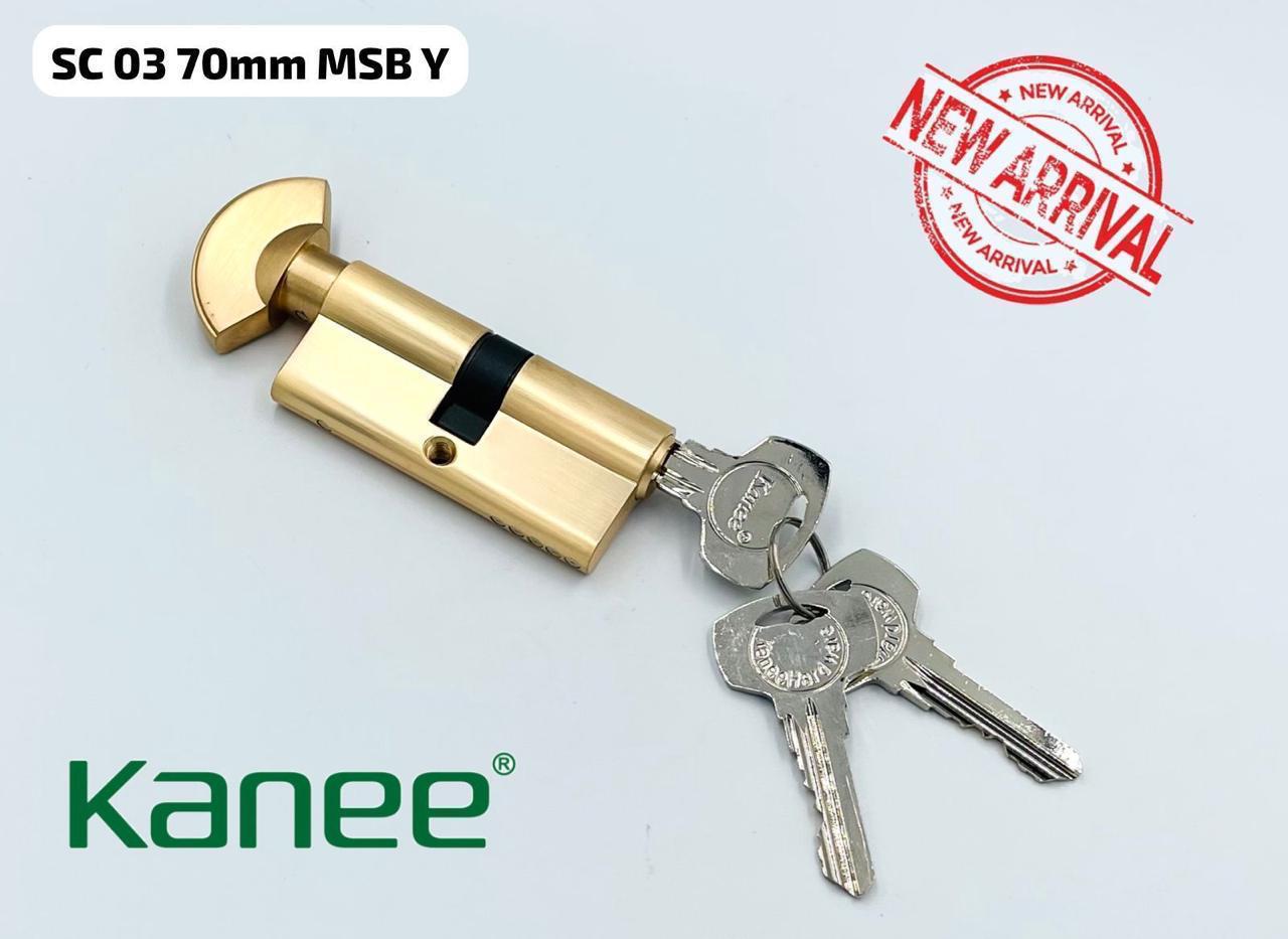 (قلب باب بمقبض دوران من شركة KANEE – مقاس 70 مم – لون ذهبي مطفي):